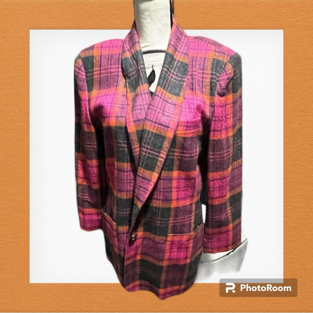 Oleg Cassini vintage 80 plaid blazer
